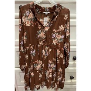 American Eagle brown floral long sleeve dress